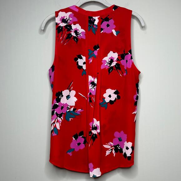 NWT 41 Hawthorn Breyson Pleated Sleeveless Red Floral Shirt Size M Stitch Fix - Picture 7 of 9